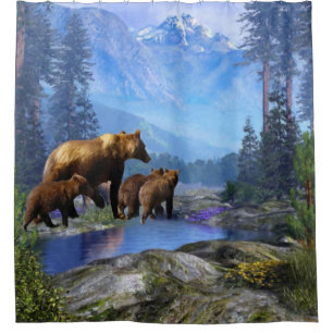 Rideau en douche d'ours gris