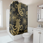 Rideau en douche élégant de noir et d'or (En situation)