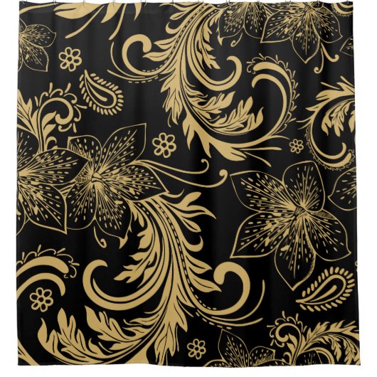 Rideau en douche élégant de noir et d'or (Devant)