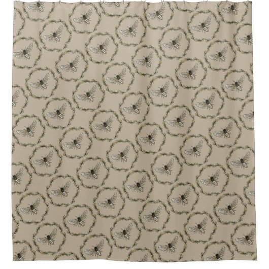 Rideau en douche élégant d'impression d'abeille (Devant)