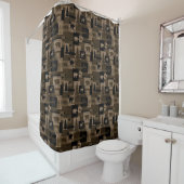 Rideau en douche en bois rustique de motif (En situation)