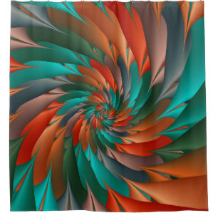 Rideau en douche en spirale orange et vert de