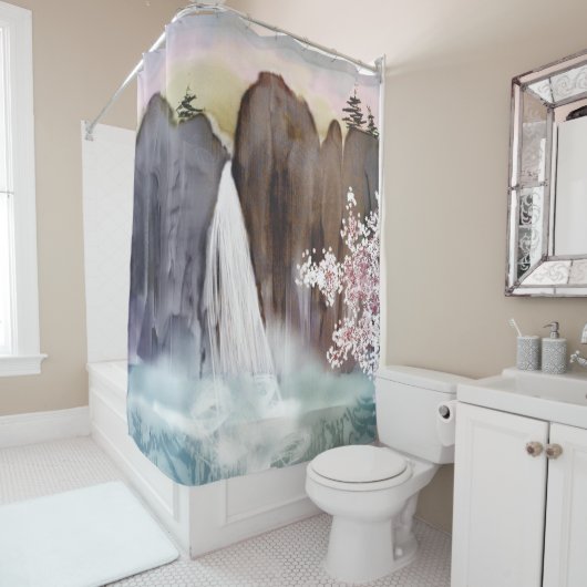 Rideau en douche fait sur commande de cascade (En situation)