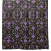 Rideau en douche fleuri de noir gris pourpre de (Devant)