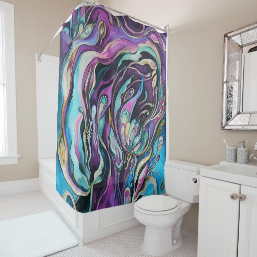 Rideau en douche floral (En situation)