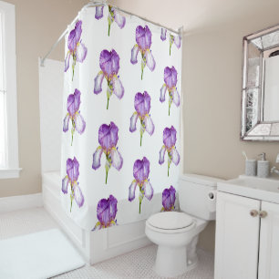 Rideau en douche floral botanique d'art d'iris