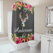 Rideau en douche floral de Bath de cerfs communs (En situation)