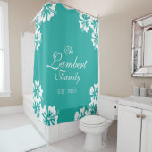 Rideau en douche floral de fleur bleue de ketmie (En situation)