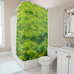 Rideau en douche frais d'impression d'herbe verte