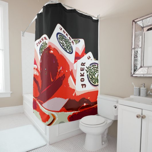 Rideau en douche géant de cuvette de joker (En situation)