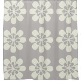 Rideau en douche gris crème floral abstrait mignon (Devant)