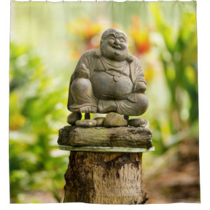 Rideau en douche heureux de Bouddha de jardin