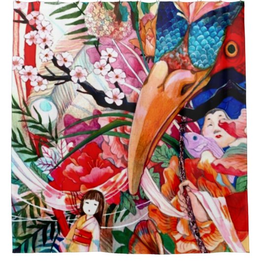 Rideau en douche japonais de collage de couleur (Devant)