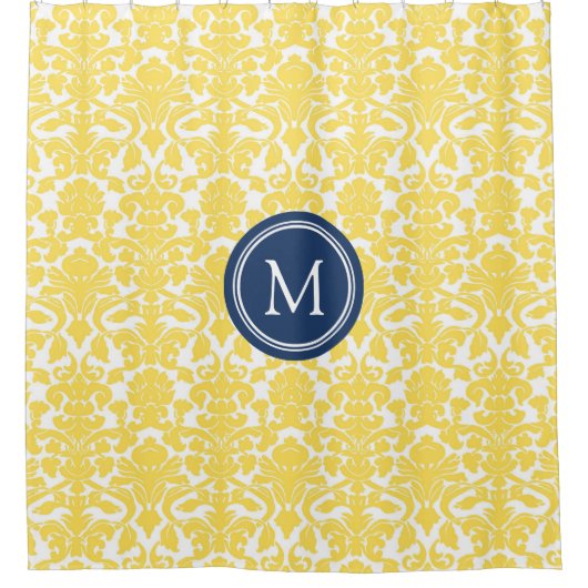 Rideau en douche jaune de monogramme de marine de (Devant)