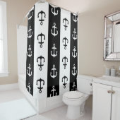 Rideau en douche nautique d'Ancre de rayures (En situation)