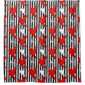 Rideau en douche noir blanc rouge de coeurs de (Devant)