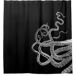 Rideau en douche noir de tentacules de poulpe