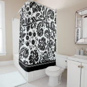 Rideau en douche noir et blanc de damassé (En situation)
