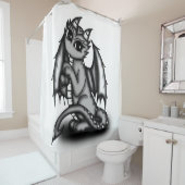 rideau en douche noir mignon de dragon (En situation)