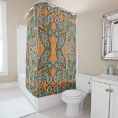 rideau en douche orange de Paisley (En situation)