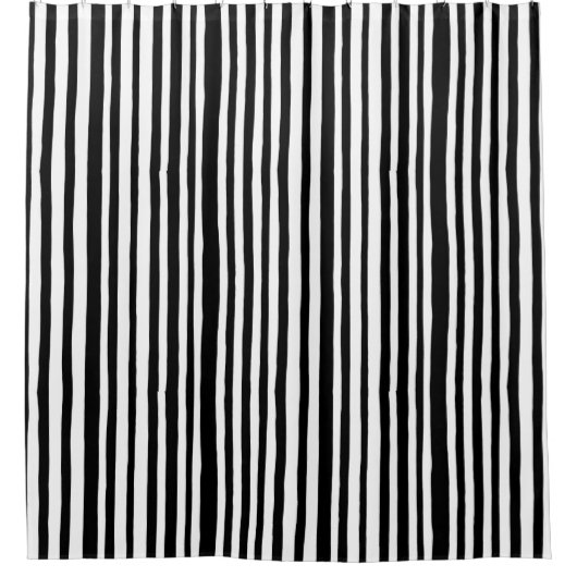 Rideau en douche rayé noir et blanc (Devant)