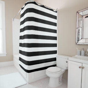 Rideau en douche rayé noir et blanc