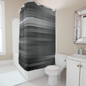 Rideau en douche rayé noir et gris (En situation)
