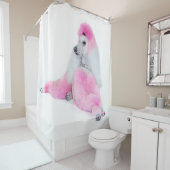 Rideau en douche rose de caniche (En situation)