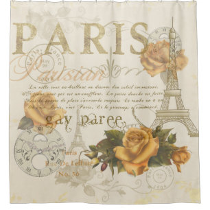 Rideau en douche rose vintage de Tour Eiffel de