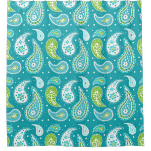 Rideau en douche turquoise de motif de Paisley de