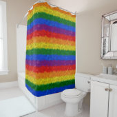 Rideau en douche velu d'arc-en-ciel (En situation)