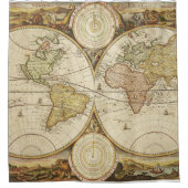 Rideau en douche vintage de carte du monde (Devant)