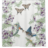 Rideau en douche vintage de fleurs de papillon (Devant)