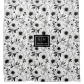 Rideau floral aux teintes grises modernes avec nom (Devant)