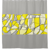 Rideau moderne abstrait jaune et de gris en douche (Devant)