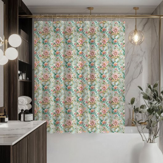 Rideau Rococo Pastel Fleurs Douces pour Décoration