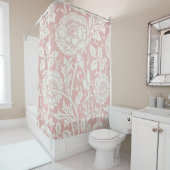 Rideau rose et rose en William Morris en douche (En situation)