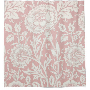 Rideau rose et rose en William Morris en douche