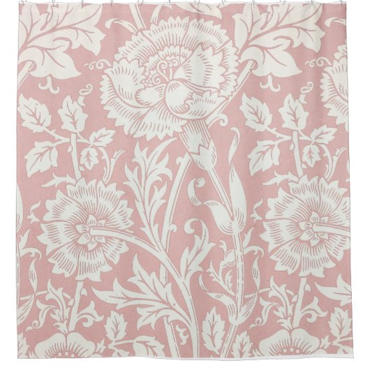 Rideau rose et rose en William Morris en douche (Devant)