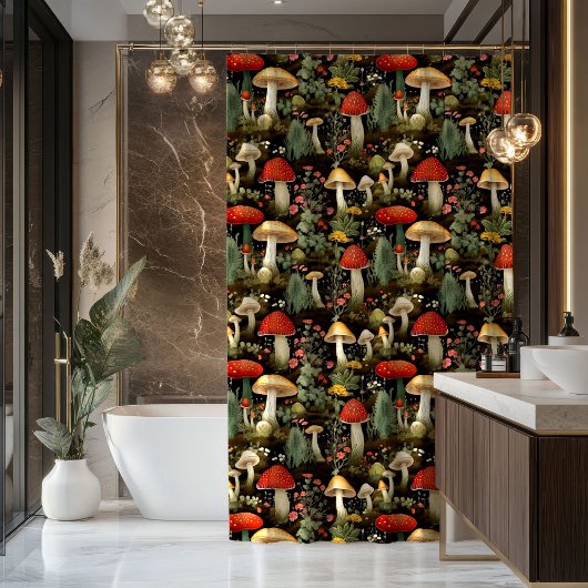 Rideau rustique à motif de champignons - La fantai