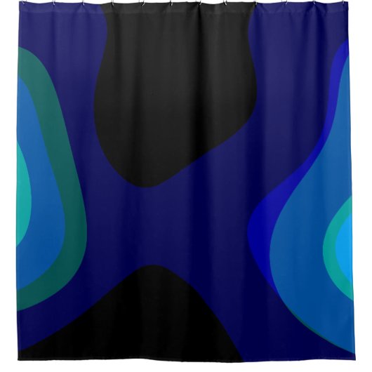 Rideaux De Douche 1007 Art Abstrait Noir Et Bleu (Devant)