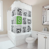 Rideaux De Douche 11 Collage de photos - Vert blanc Monogramme moder (En situation)
