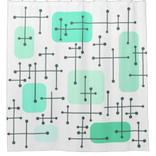 Rideaux De Douche 1950 Eames Era Art Crosshairs Mint green
