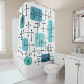 Rideaux De Douche 1950 Eames Era Art Crosshairs Turquoise (En situation)