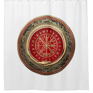 Rideaux De Douche [220] Vegvisir - Viking Gold Magic Runic Compass