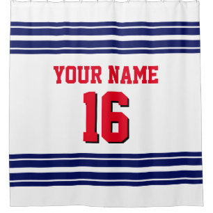 Rideaux De Douche 2X Stripe le texte rouge