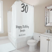 Rideaux De Douche 30e anniversaire ajouter nom date année noir modèl (En situation)