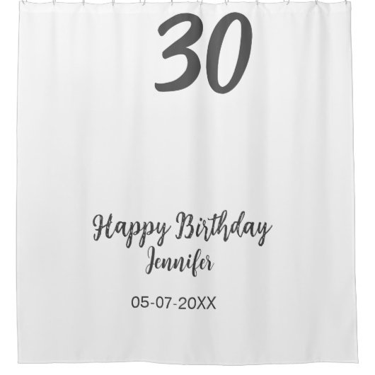 Rideaux De Douche 30e anniversaire ajouter nom date année noir modèl (Devant)