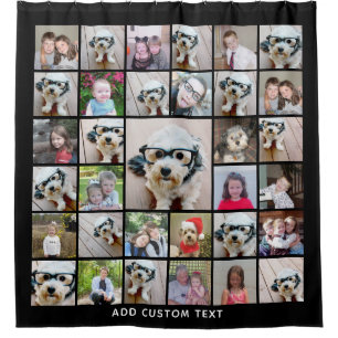 Rideaux De Douche 33 Photo Collage Carré moderne Disposition noir