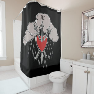 Rideaux De Douche 3 d'épées Love Heart Tarot Illustration